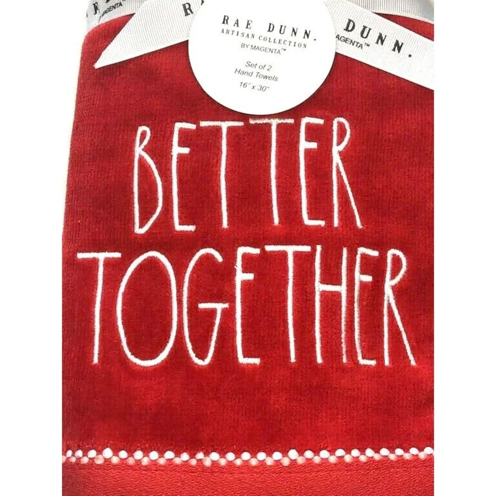 Rae Dunn Hand Towels Valentines Day Bath Better Together Embroidered Set of 2